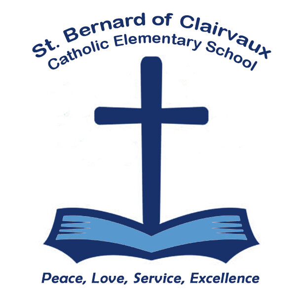 New St. Bernard of Clairvaux Catholic Elementary School Crest - with double blue
