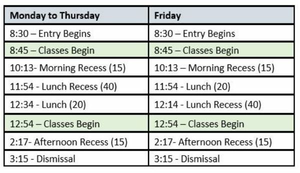 Timetable graphic